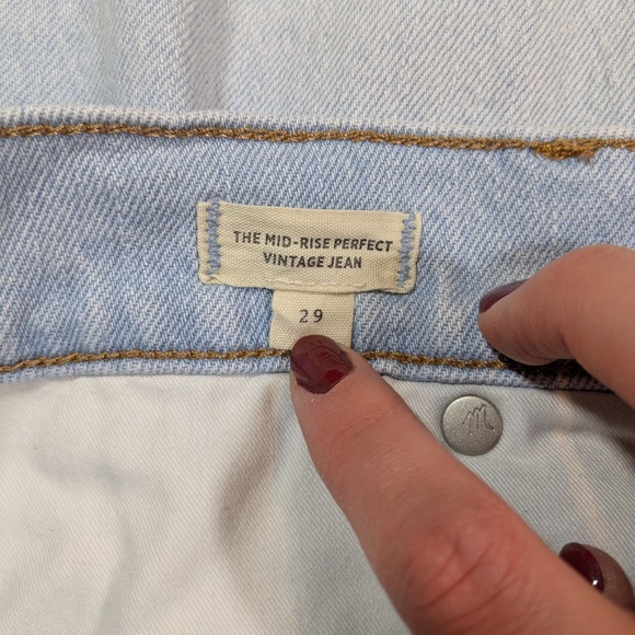 Madewell Light Wash Mid-Rise Perfect Vintage Jeans Size 29 - Picture 5 of 5